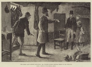 Agitacja Irlandzkiej Ligi Gruntowej, pan Walter Burke wydający pisma na swoich lokatorów